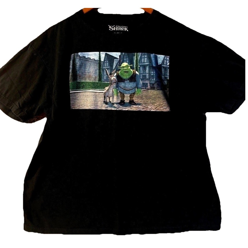 Shrek and Donkey T-Shirt Size XL‎ Black Dreamworks Animation Movies